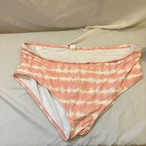 Freshwater Swim Bottoms Women Plus Size 3X High Waist Pink Tie Dye